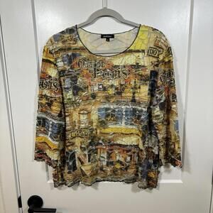 Vintage Jess & Jane Y2K Top Paris Cafe Phoebe Buffay Size XL Fairycore Whimsy